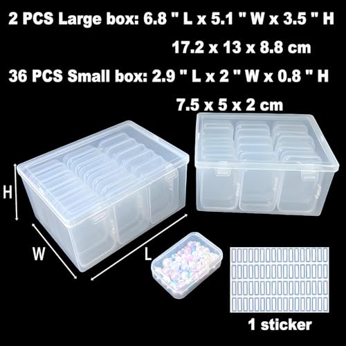 Image of 38 Pcs Clear Plastic Storage Box Set with Lids - Multi-Size Rectangular Organizer Containers for Beads, Hardware, Screws, Jewelry and Office Supplies - Stackable Case for Craft & Workshop Organization