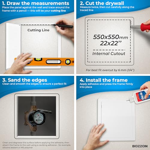 Image of Access Panel for Drywall - 22 x 22 inch - Wall Hole Cover - Access Door - Plumbing Access Panel for Drywall - Heavy Durable Plastic White