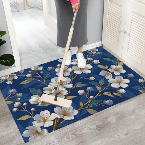 Paillasson attrape poussière lavable machine tapis de sol 50x80cm bleu