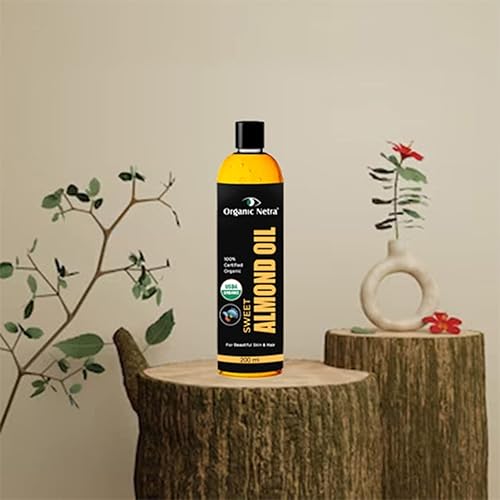 Miniatura 6 de Organic Netra Aceite de almendras dulces para cabello y piel, puro y seguro, nutre el cabello seco y opaco, enriquece con vitaminas y minerales, sin