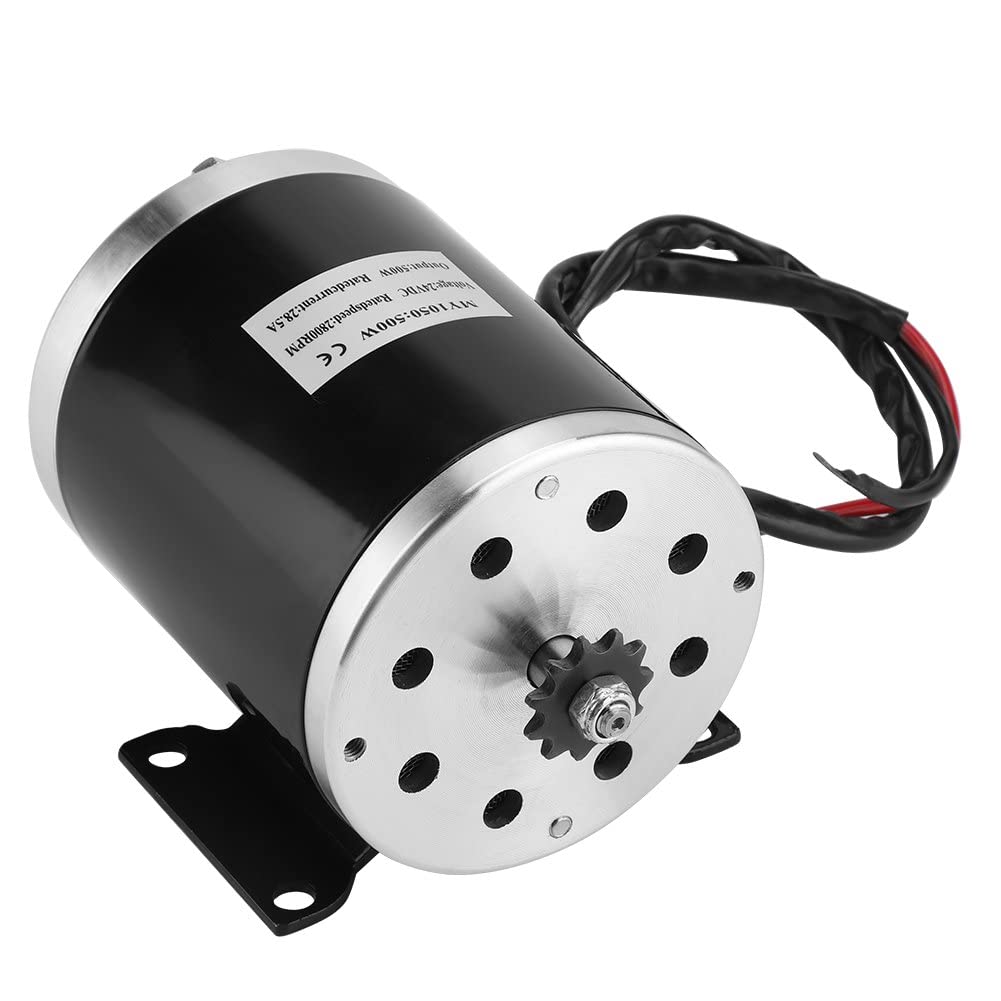 Motore DC a Magneti Permanenti 500W 24V, Motoriduttore Elettrico Reversibile Silenzioso con Staffa per Generatore Fai-da-Te Alta Velocità