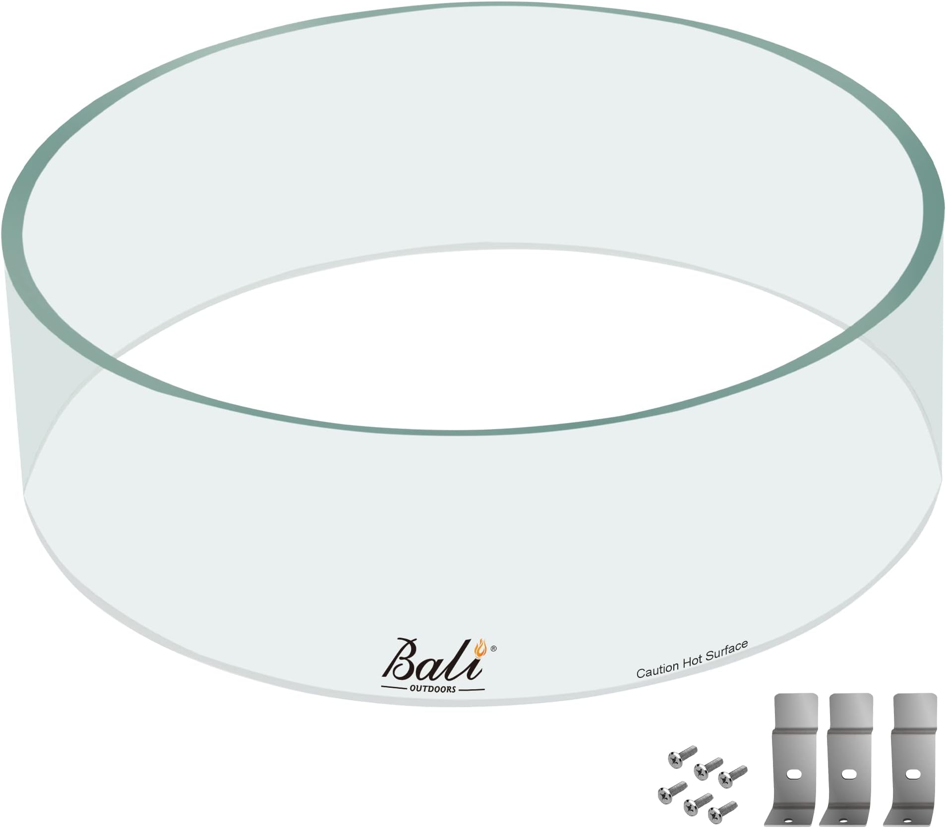 BALI OUTDOORS Fire Pit Glass Wind Guard 12.4"x 4" Round Fire Pit Screen Clear Tempered Glass Flame Shield for Outdoor Fire Column