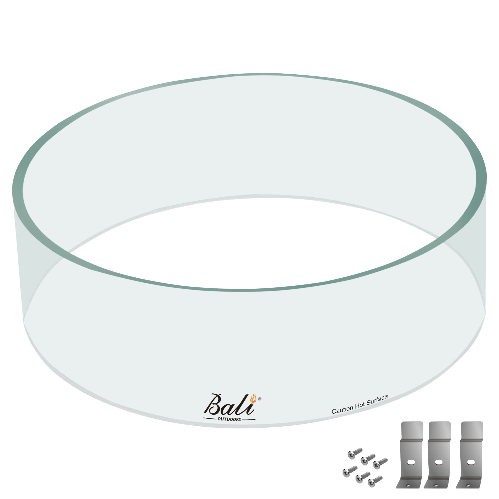 BALI OUTDOORS Fire Pit Glass Wind Guard 12.4"x 4" Round Fire Pit Screen Clear Tempered Glass Flame Shield for Outdoor Fire Column