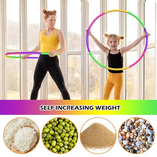 Foto von 2 Pcs Hula Hoop Reifen Kinder, Hula Hoop Reifen Erwachsene & Kinder, Fitness Hula Hoop Reifen, Hoola Hoop Reifen Kinder, 8 Knoten Abnehmbarer 60 cm Durchmesser Für Zuhause Draussen Schule Training