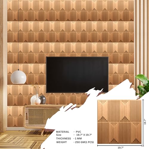Image of Kayra Decor 3D PVC Wall Panel Artisian Design Gold Color 19.7 inch x 19.7 inch (Pack of 12) - Covers 32.34 Sq. Ft.
