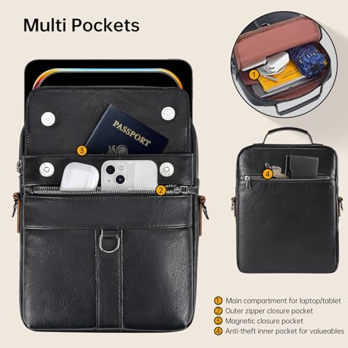 13 Inch Laptop Shoulder Bag Leather Carrying Case for Macbook Air 13 inch M4 M3 M2 A3420 A3113 A2681/ MacBook Pro 14 M4 M3 M23