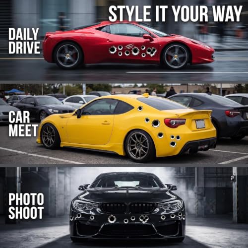 Image of 3D Bullet Hole and Scratch Car Stickers, Simulation Stereoscopic Fake Gun Bullet Holes Stickers, Automotive Tattoo Decorations, Waterproof Car Decals, Automotive Decals (Bullet Hole)