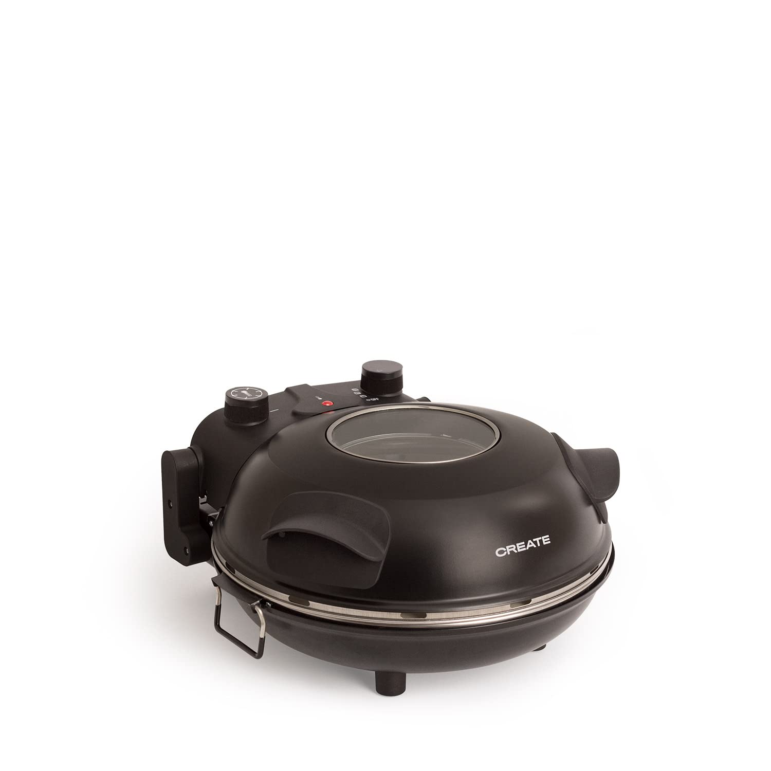 CREATE/PIZZA MAKER/Four à pizza électrique noir/Base en pierre spéciale pour la cuisson des pizzas, 31 CM de diamètre, 1200 W, température jusqu'à 350°, niveaux de puissance 5, arrêt automatique