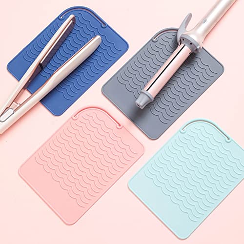 HERCHR 5 piezas tapete de silicona resistente al calor, tapete para herramientas de cabello miniatura 7