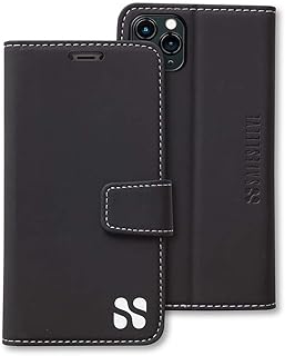 SafeSleeve EMF Protection Anti Radiation iPhone Case: iPhone 11 Pro RFID Card Holder Blocking Wallet, Adjustable Stand Cell Phone Case, Vegan Leather for Women & Men (Black)