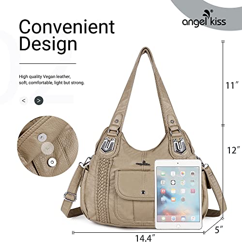 Image of Angel Kiss Purses and Handbags for Women Washed Vegan Leather Crossbody Hobo Satchel Shoulder Tote Purse