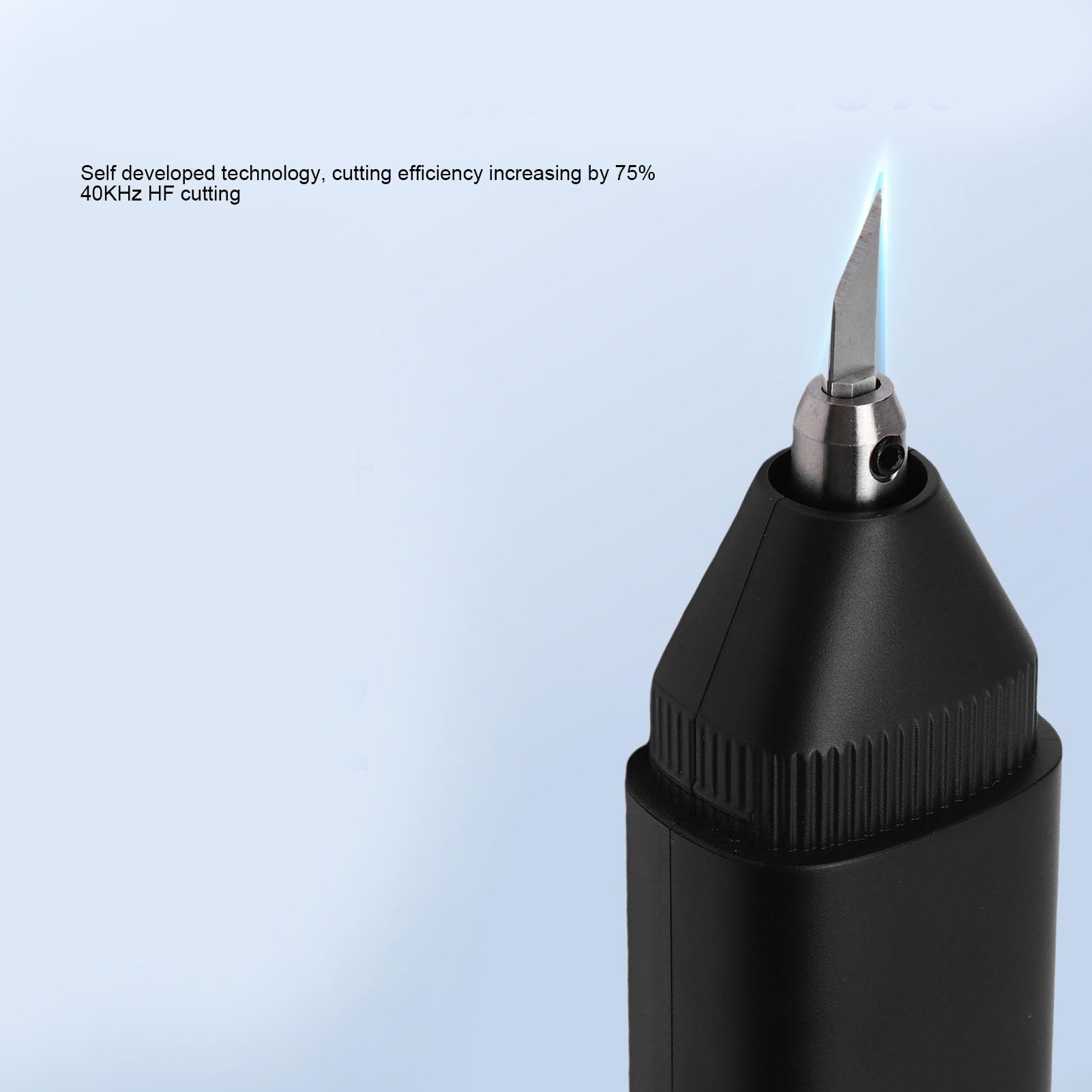 Cocoarm Ultraschallschneider, ABS-Hand-Ultraschallschneider 40 KHz mit 3 Stufen und Typ C, 40 Klingen für 3D-Druck, Kunststoffharz-Holzschneiden für Hersteller und Bastler (EU-Stecker)