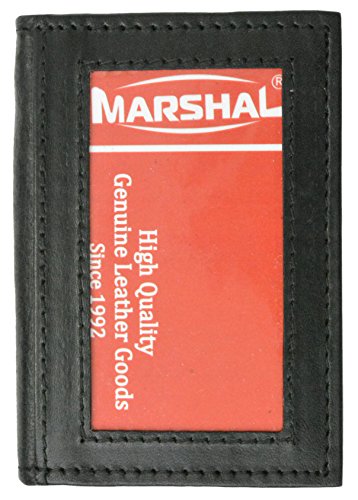 New Slim Thin Mens Bifold Genuine Leather Outside ID Wallet Black Card Holder PT0083