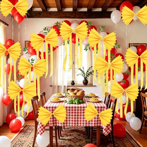 Apopipico Pasta Party Decorations 123Pcs DIY Yellow Farfalle Craft Kit