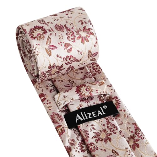 Image of Alizeal Mens 3.15inches Leaf Flower Pattern Tie Set