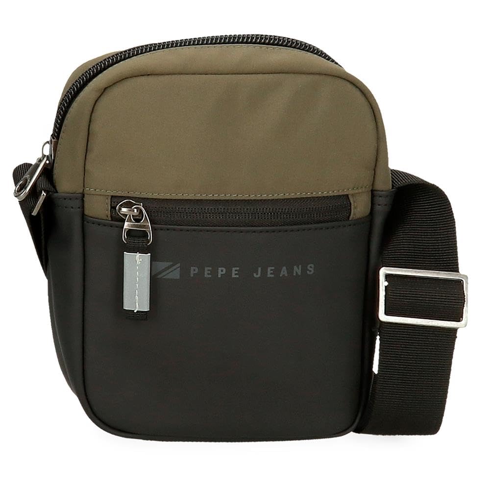 Pepe Jeans Jarvis Shoulder Bag Small Green 15x19.5x6cm Faux Leather and Polyester L by Joumma Bags, Green, Small Crossbody Bag