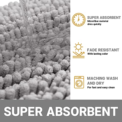 Yimobra Badezimmerteppich-Set, 2-teilig, luxuriöse, flauschige Chenille-WC-Teppiche, U-förmig, für Badezimmer, weiche… – Bild 4
