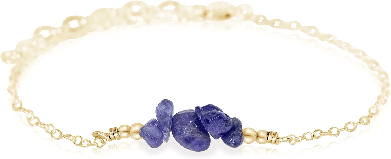 Luna Tide Tanzanite Chip Bead Bar Bracelet in 14k Gold Fill