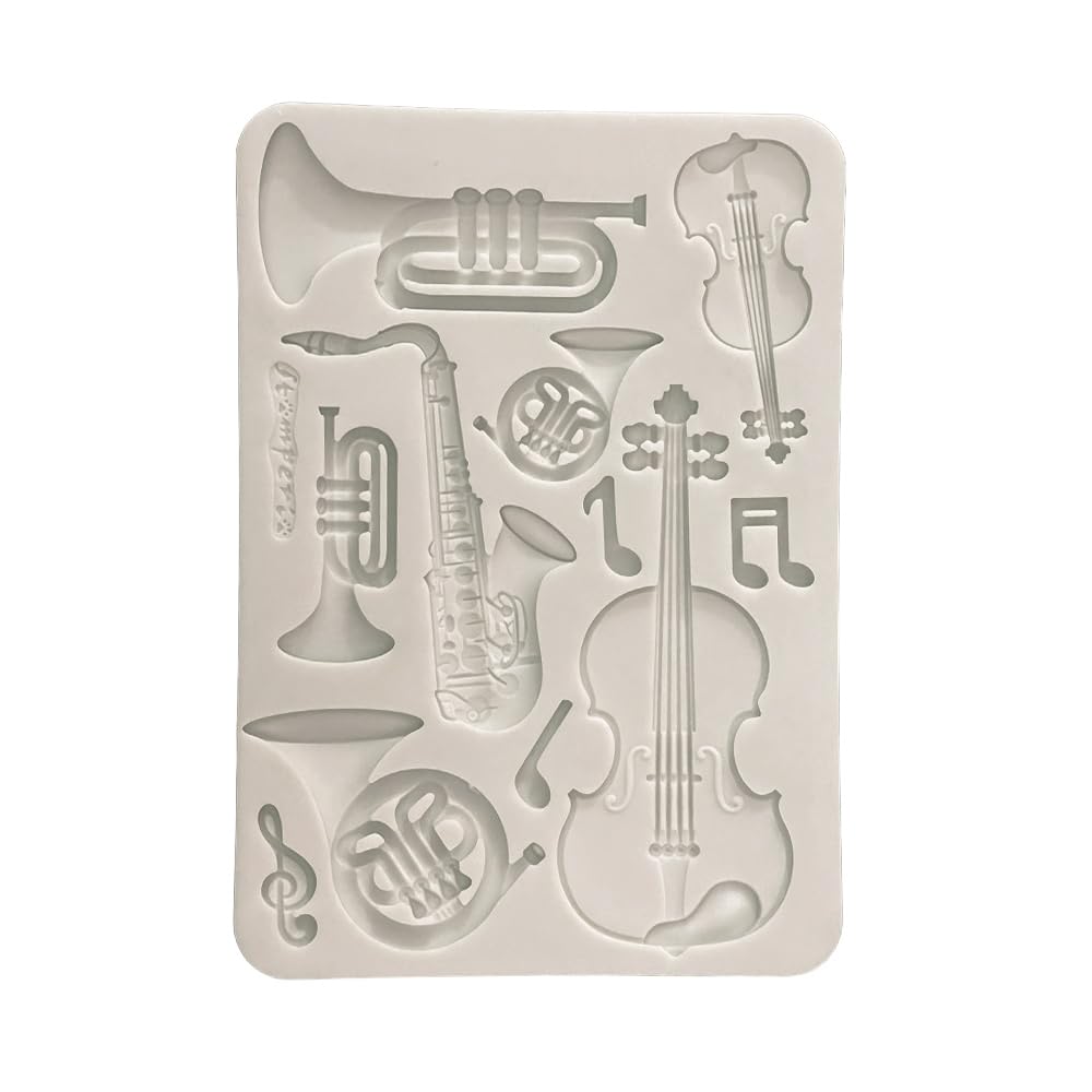 Stamperia - Silicon Mould A5 for Scrapbooks, Bullet Journals and More, Non-Stick Surface, Suitable for Air-Dry Clay, Resin and More, Perfect for Crafts and Gifting (Symphony, Musical Instruments)