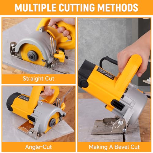 Image of Hoteche 4-3 /8-Inch Dry /Wet Masonry&Tile Saw 1300W Electric Cutter for Stone, Ceramic and Marble Cutting(Tool Only)