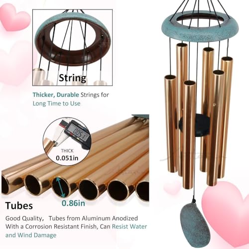 Image of ASTARIN Personalized 20th 50th Anniversary Wind Chime, Happy Anniversary Wedding Valentine's Day Gift for Wife Women Sister, Golden Keepsake Decorations for Parents Couples