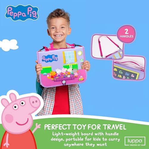 Image of Peppa Pig Toddler Busy Board - Montessori toys for 1 2 3 4 Year Old, Educational Activity Sensory Board for Preschool Learning Fine Motor Skills, Gift Toys for Boys Girls, Airplane Car Travel Toy