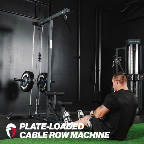 Image of Titan Fitness Plate-Loaded LAT Tower, Rated 400 LB, Specialty Upper Body Machine, LAT Pulldown and Low Row Cable Machine for Home Gym, Shoulder and Back Workout Equipment