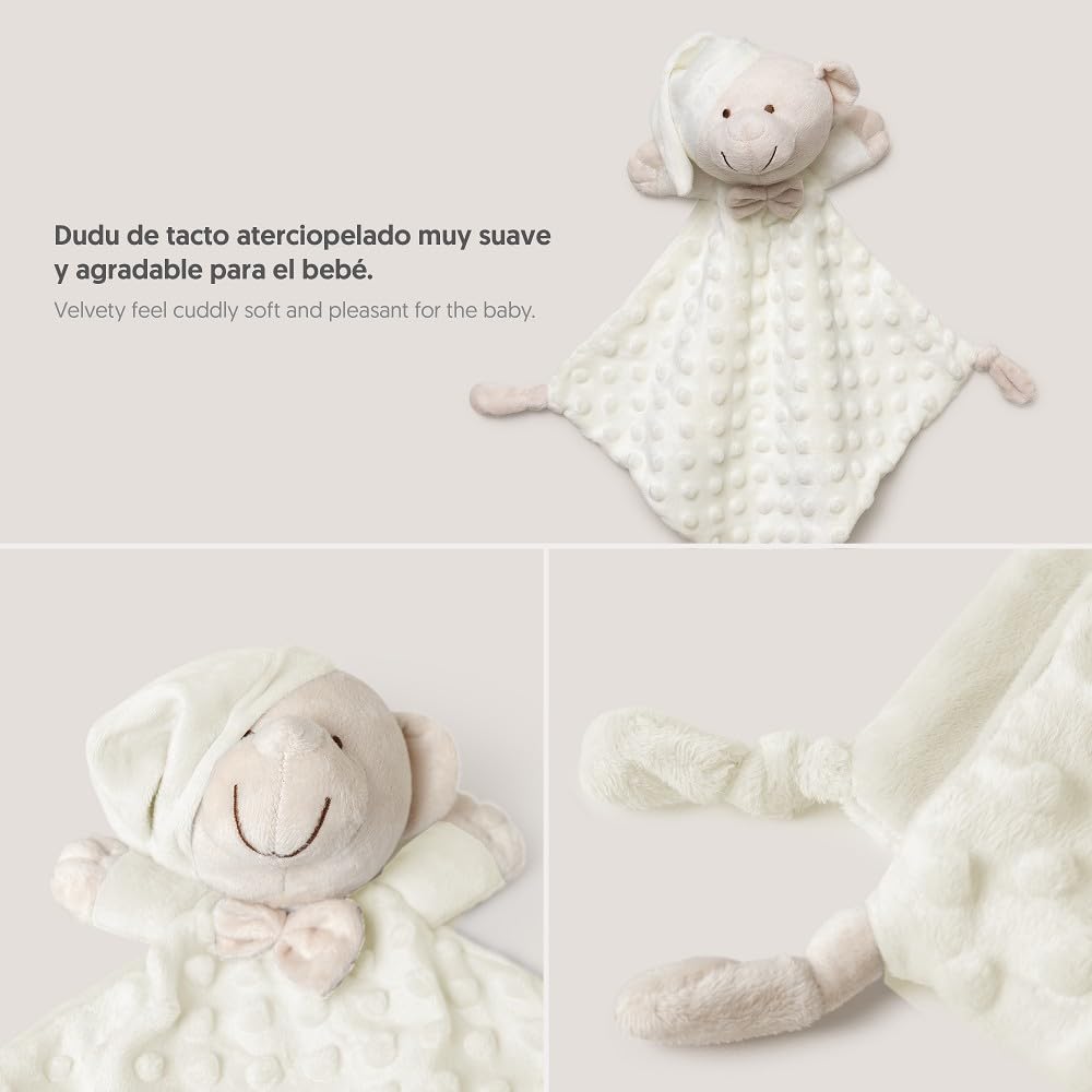 Interbaby Couverture+ Doudou Bébé | Couverture Bébé Naissance Bulles 80x110cm + Peluche Ourson 28x17cm | Cadeau Naissance Fille & Garçon en Coffret | Bulles + Ourson Beige