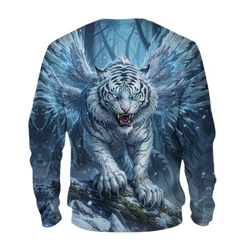Boy's Girl's Comfy Print 3D Tiger Sport Long Sleeve Crew Neck Sweatshirt With 6-14 Years4