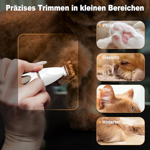 TECHMUR Hundeschermaschine und Pfotentrimmer 3in1 Set,Schermaschine für Haustiere,Profi Tierhaarschneider für Dichtes Fell + Pfotenschneider - Hunde & Katzen