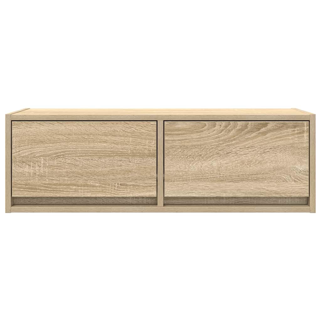 2er Set TV-Wandschränke Sonoma-Eiche 80cm - Schwebendes TV Board Lowboard hängend aus Holzwerkstoff - Modernes Media Möbel Wandboard für Wohnzimmer & Schlafzimmer - 80x31x25,5 cm