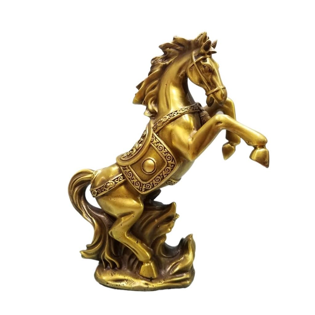 IUokLU Statue Copper Horse Ornaments, Home Entrance Office Decoration, Living Room Coffee Table Decorations Brass Figurine (size_name M)
