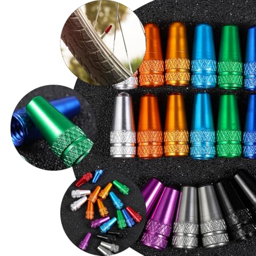 30 tapas de válvula francesa de aleación de aluminio para bicicletas de carretera y montaña, cubiertas protectoras resistentes contra polvo y humedad, color surtido miniatura 6