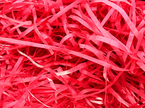 Image of Eco Sarras Thin Shredded Paper Crinkle Paper Grass Strips Gift Tray Decoration, Gift Hamper Decorations, Gift Box Fillers, Wedding Birthday & Valentines Day Gift (100 Grams, Red,Pack of 1)