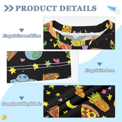 ALAZA Kids Rash Guard Boys Toddler Swim Shirts Short Sleeve Pizza Hamburger Chips UPF 50+ 3T3