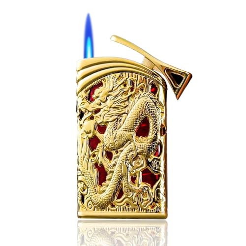 Encendedor Antigua Dragón Tallado Metal Vintage