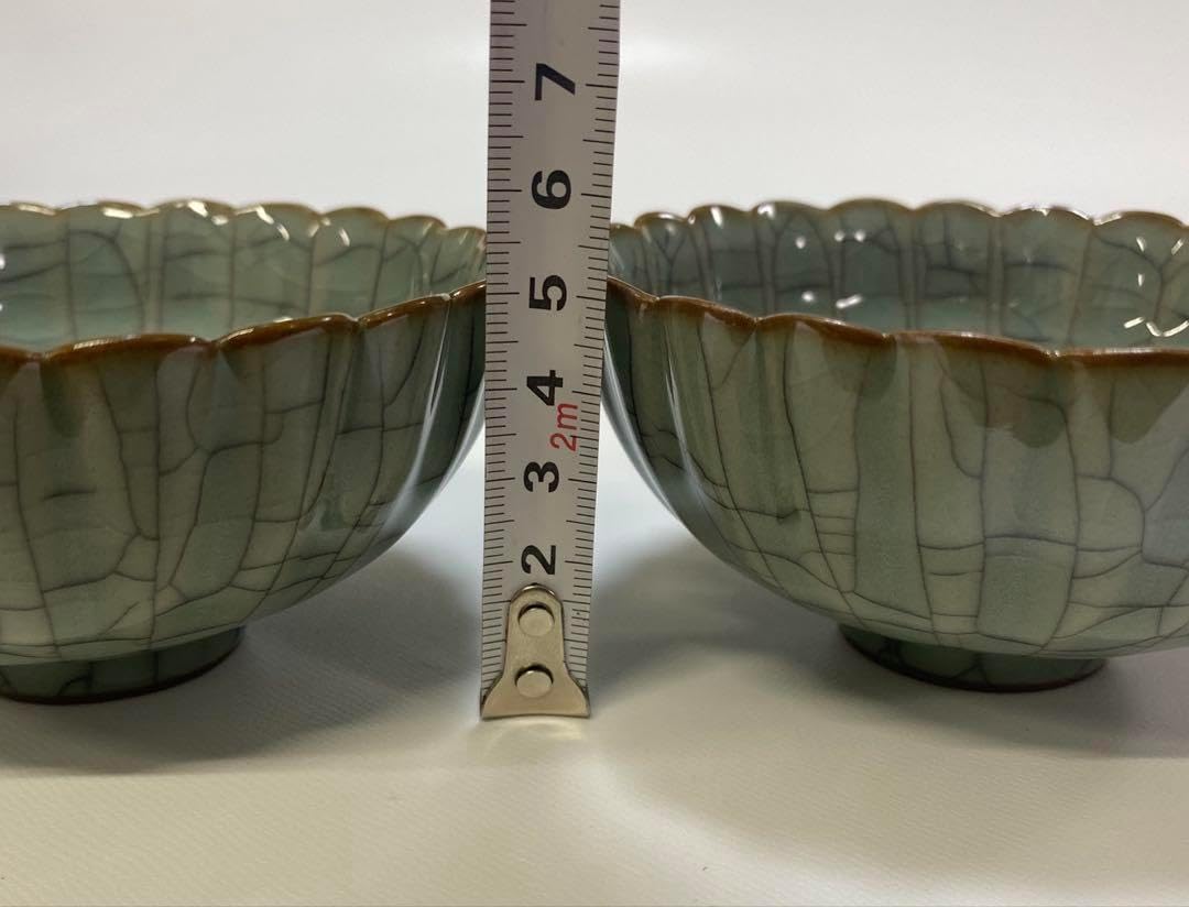 中国 南宋 青磁 茶碗 2客セット 花弁輪花碗 貫入 官窯 2025年