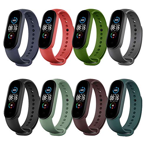 Replacement Bands Compatible with Xiaomi Mi Band 6 Band/Xiaomi Mi band 5 Band/Amazfit Band 5 Band,Yuuol Soft Silicone Wristbands, Sport Adjustable Wrist Strap for Women Men