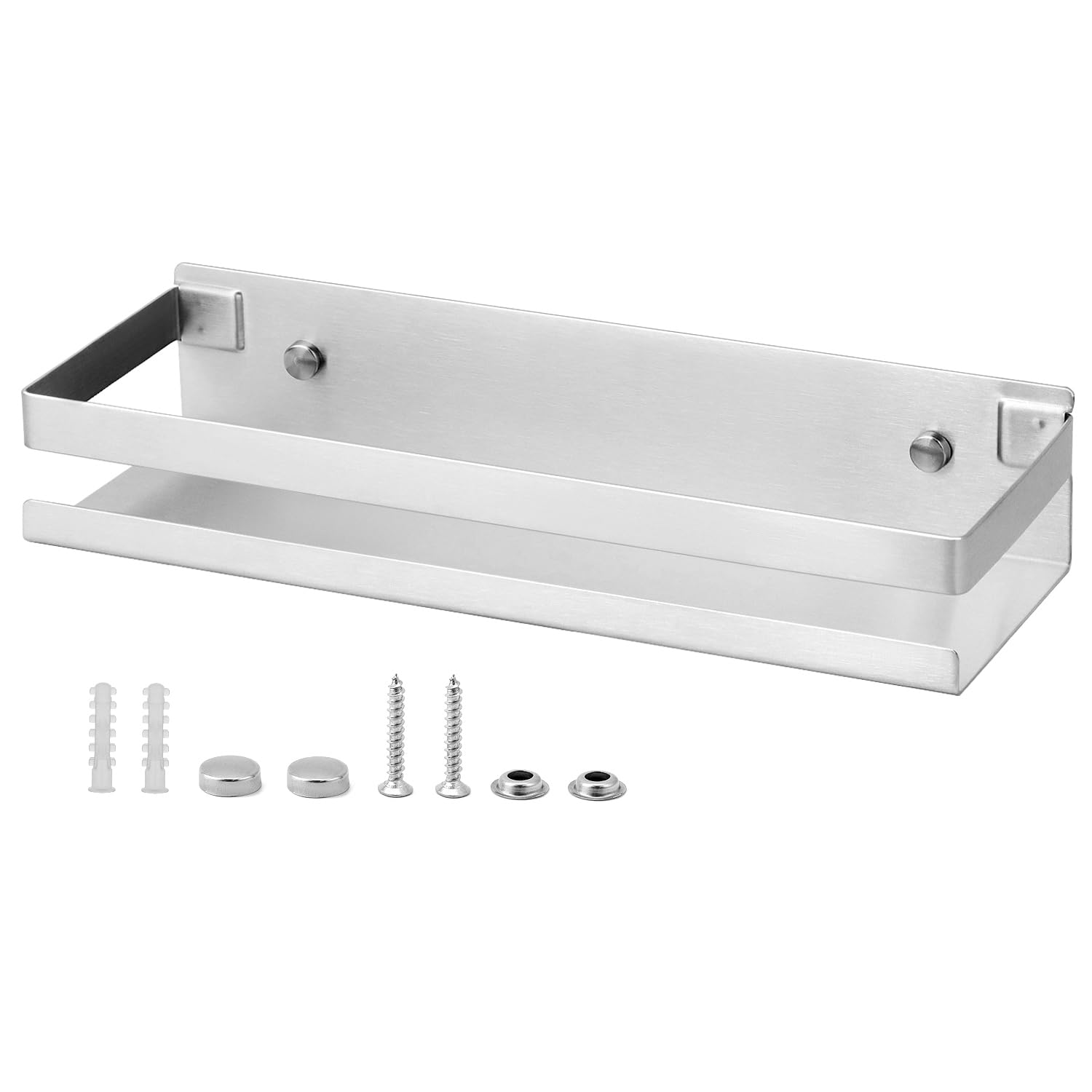 QWORK® Estantería Baño Acero Inoxidable, Baldas Pared sin Agujeros, Estante de Baño Cepillado 30cm, Estante de Ducha Perforable, Estante de Baño Autoadhesivo, para Baño Cocina