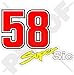MARCO SIMONCELLI 58 Super Sic Motorradrennen 100mm Motorrad Vinyl Fahrrad-Helm Aufkleber Abziehbild, Vinyl Sticker
