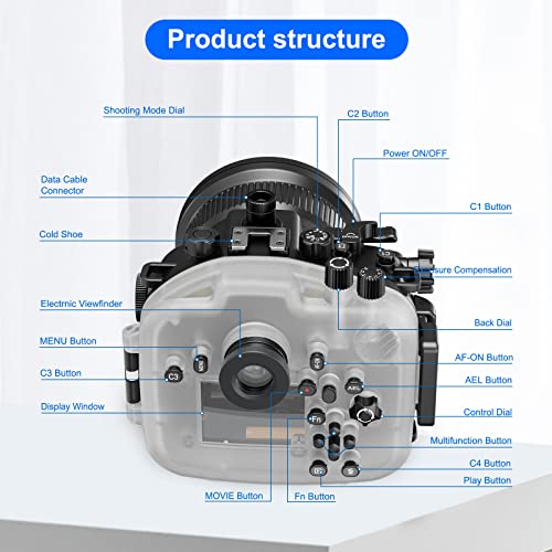 Image of Professional Waterproof Camera Housing Case Compatible with Sony A7iii A7riii, 40M /130FT Depth Underwater Protection (Black, Standard Port)