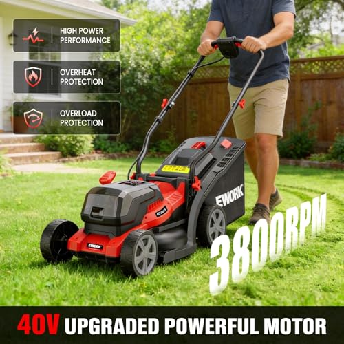 EWORK 40V 14" Cordless Lawn Mower with 2 x 4.0Ah Batteries & Fast Charger - Image 4