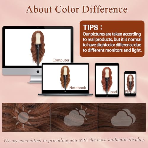 Image of NAYOO Auburn Wig for Women, 26 Inch Middle Part Wavy Synthetic Wig