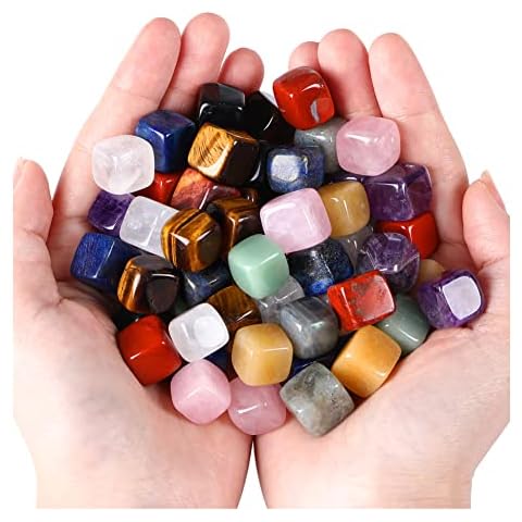 DUQGUHO 30 Pcs Healing Crystal Chakra Stones Set Polished Tumbled Stones Crystals Bulk Amethyst Rose Quartz Obsidian Lapis Lazuli Clear Quartz Green Aventurine Tiger Eye Red Jasper Stones Wholesale Cover