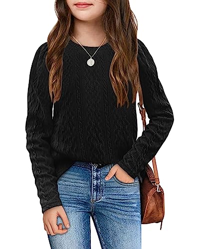 Ebifin Girls Sweaters Kids Long Sleeve Crewneck Fall Knit Tops Cute Pullover Jumper Shirts 5-14 Years