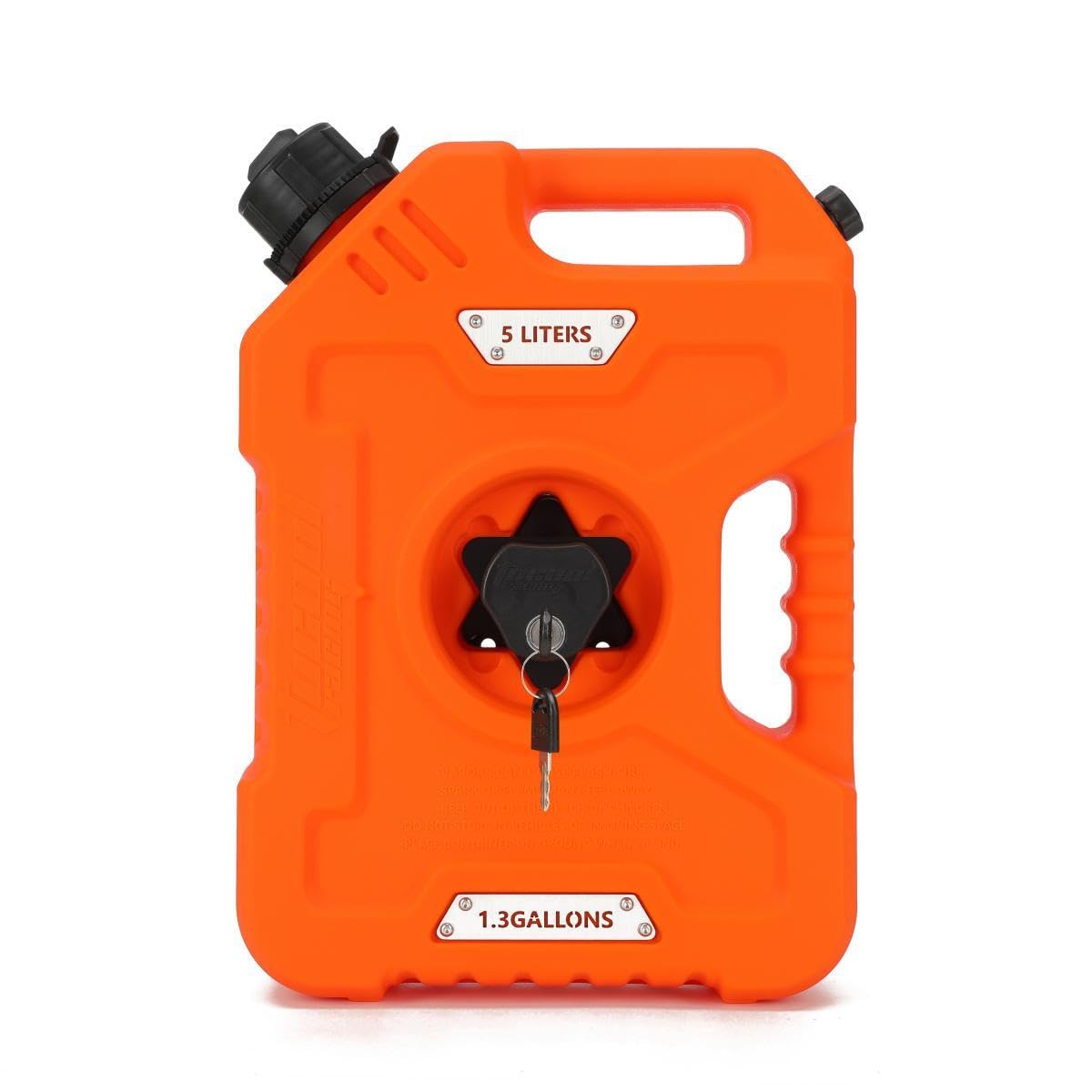 5L Portable Fuel Drum Canister Gasoline Container Reserve Plastic Petrol Tank Diesel Storage Can Fit for Motorcycle SUV ATV Cars Boat Offroad (5L Orange with Bracket 304SS)