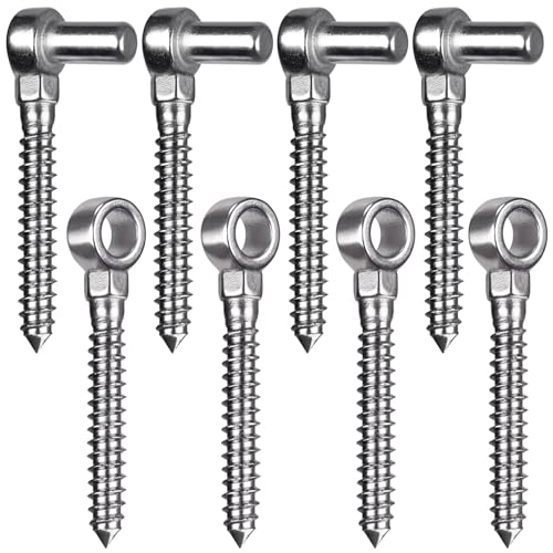 Image of Insaga Cast 304 Stainless Steel Gate Hinges 4Pack Lag Screw Hinge for Farm M12 Hook and Eye Hinges, Partial Thread Gate Hinge Bolts for Wood Cattle Livestock Gate for Fence