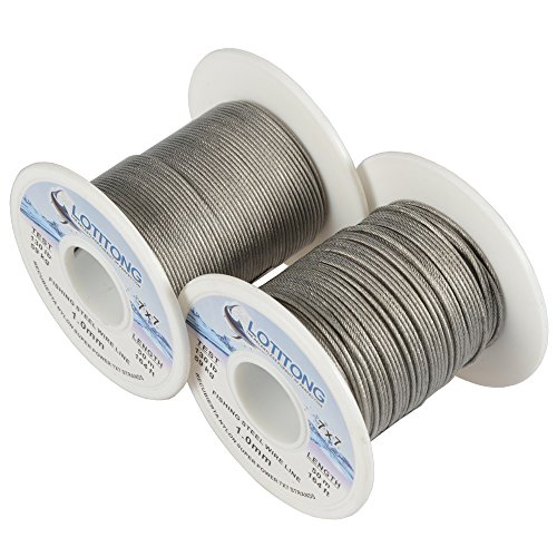 LOTITONG 50M 130LB Fishing Steel Wire line 1.0mm Wire Diameter 7x7 49 Strands Trace Coating Wire Leader Coating Jigging Wire Lead Fish Jigging Line Fishing Wire Stainless Steel Leader Wire - Thumbnail 5