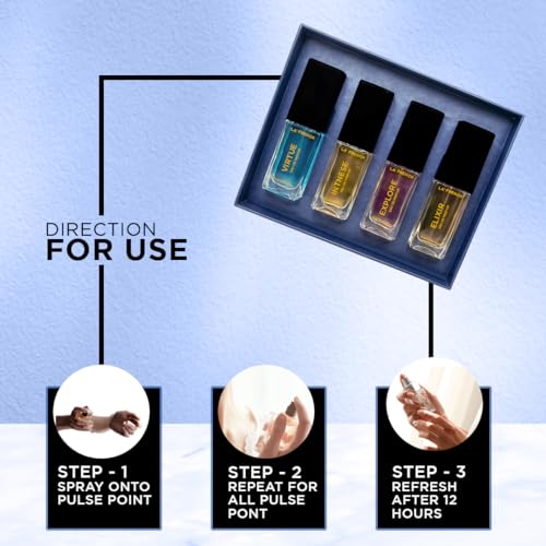 Image of La French Unisex Perfume Gift Set For Men & Women: 4X15ml | Virtue, Intense, Explore & Elixir | Long Lasting Eau De Parfum for Him and Her | Perfumes Gift Set for Couple.