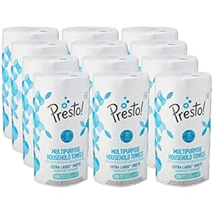Amazon Brand – Presto! Multipurpose Kitchen Rolls, 100 Count (Pack of 12)
